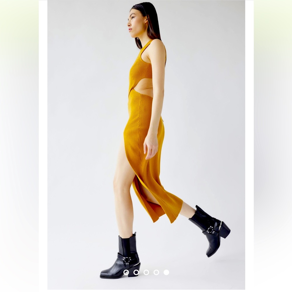 For Love & Lemons Maggie Knit Cutout Midi Dress lg